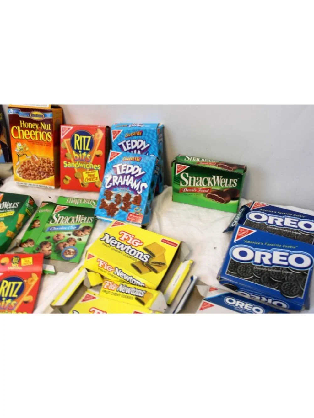 Lg Lot Cardboard Mini Snack Boxes Oreo Snackwells Ritz Vtg Crackers Cereal Play
